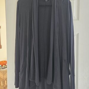 Athleta Black Open-Front Draped Cardigan